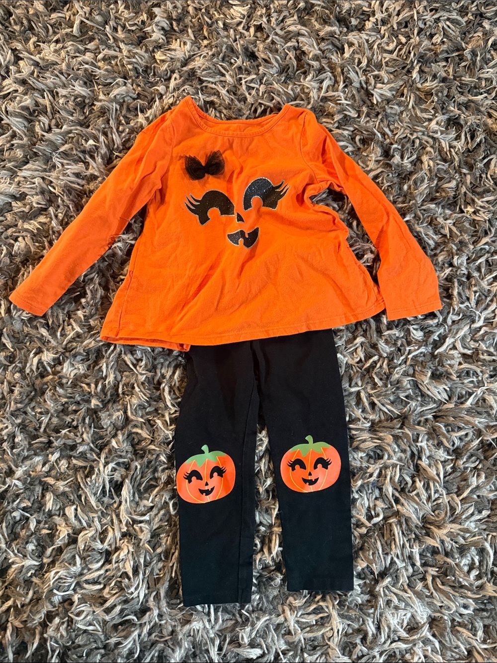 The Children's Place Orange and Black Pumpkin Face Costume Set